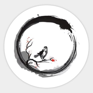 Zen With Beautiful Bird Sticker